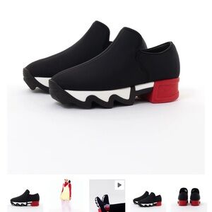 Stylish Black and Red Women's Slip-On Sneakers Sz. 4